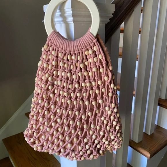 Anthropologie Pink Macreme Beaded Clutch - Picture 5 of 5